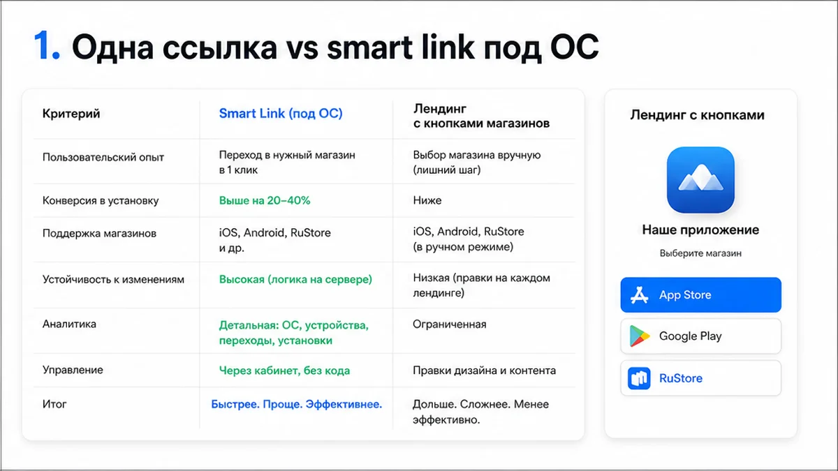 Smart link vs лендинг для QR на приложение