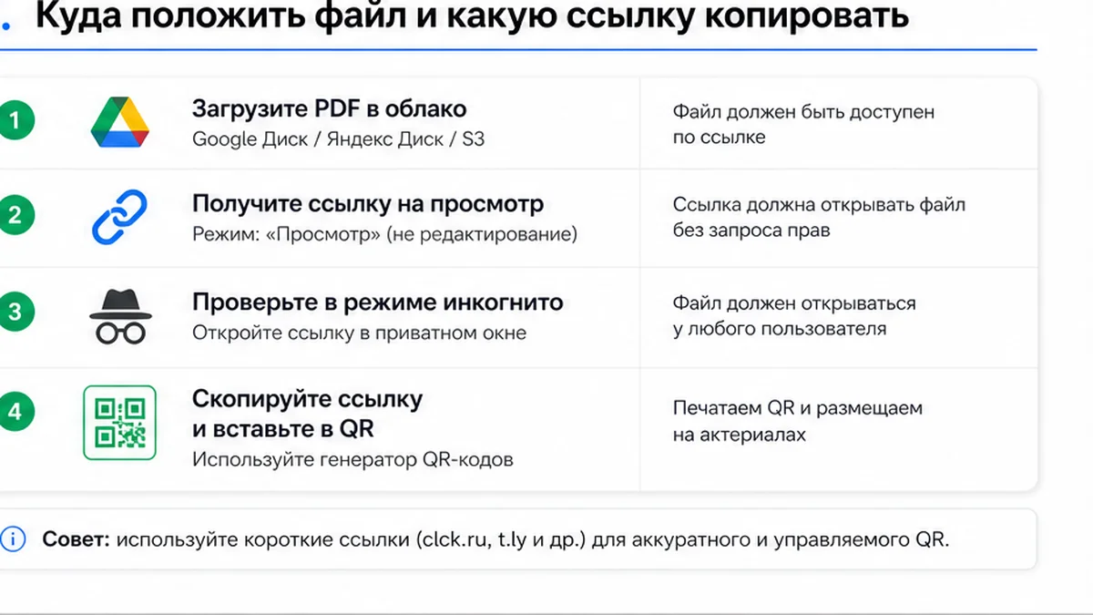 Чеклист публичной Viewer-ссылки на PDF перед QR