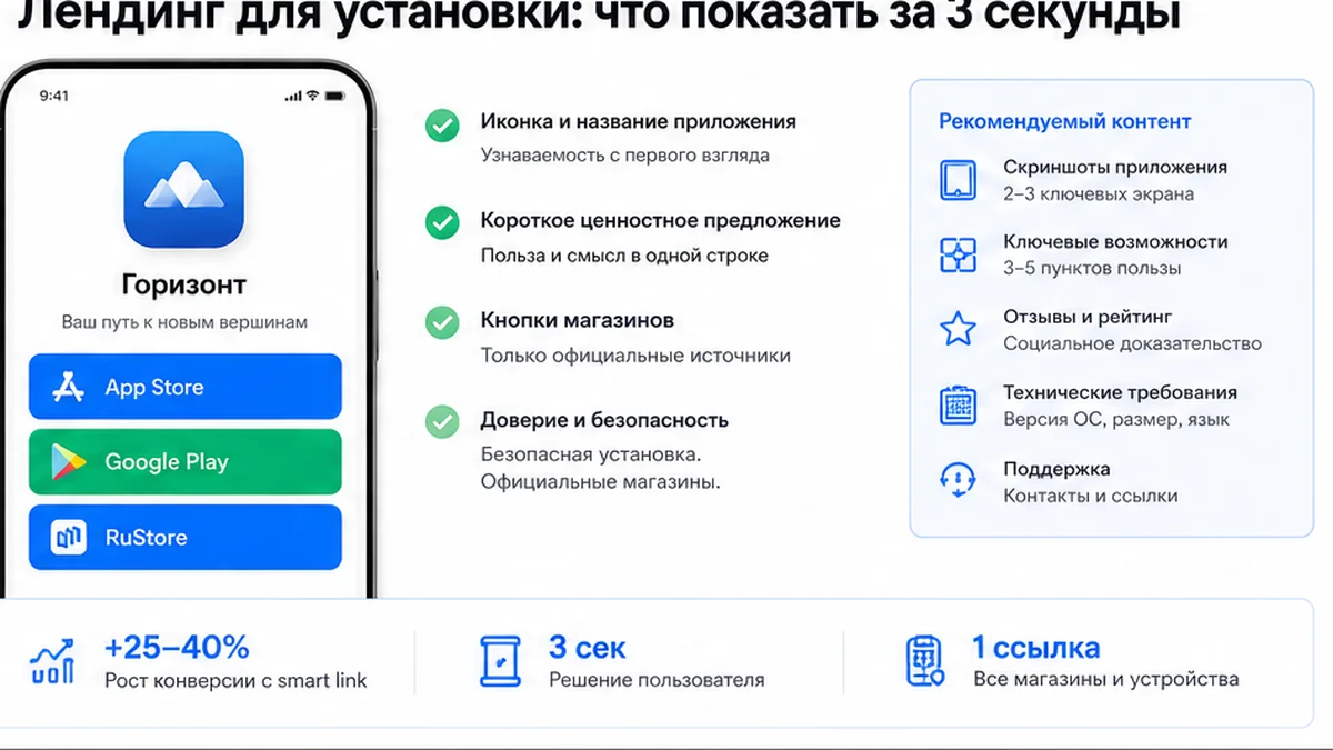Лендинг для установки приложения по QR