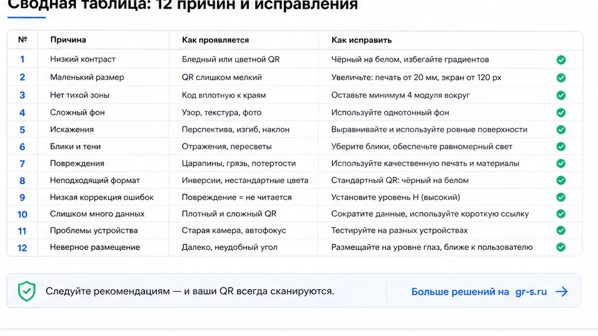 12 причин почему QR не сканируется